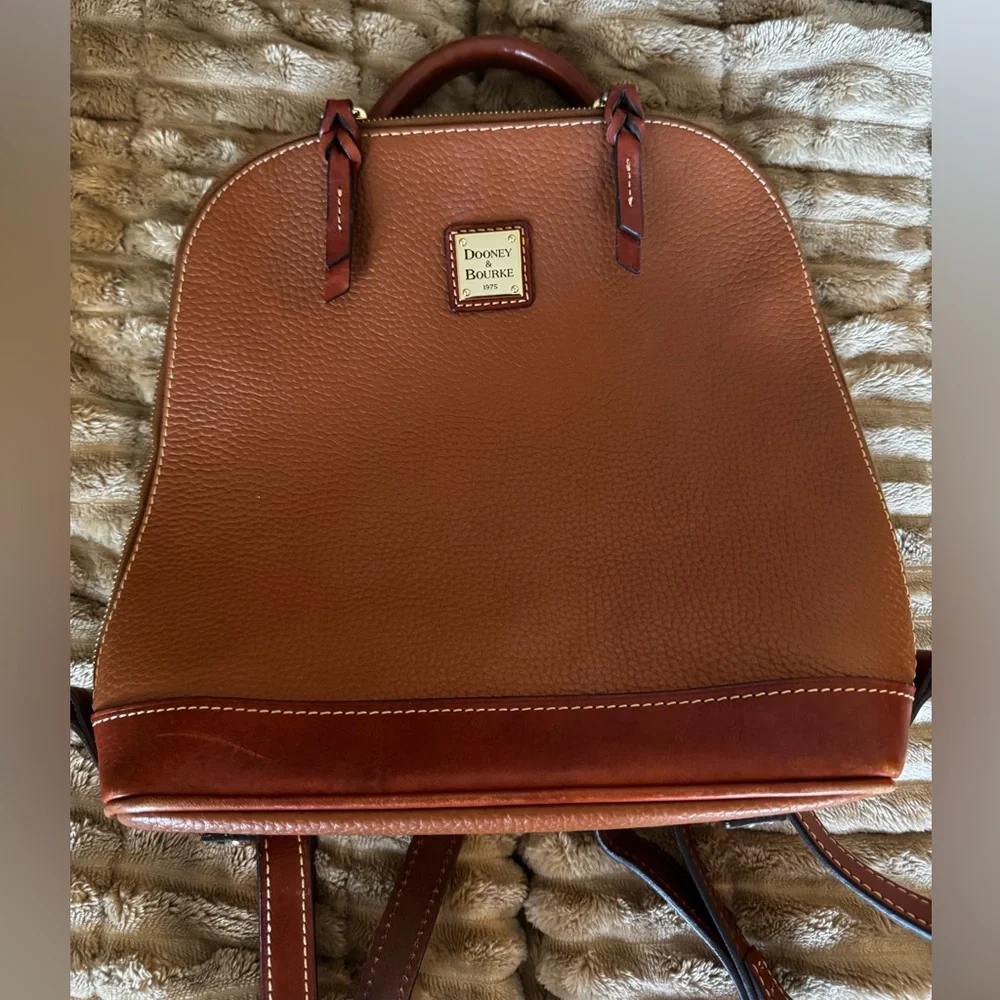 Dooney & Bourke Caramel Pebble Grain Zip Pod Backpack - Picture 1 of 9